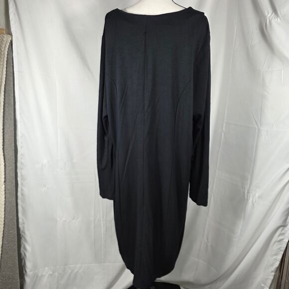 Lane Bryant Black Lace Up Long Sleeve Midi Dress Women’s Size 26 Plus Stretch - Picture 6 of 9